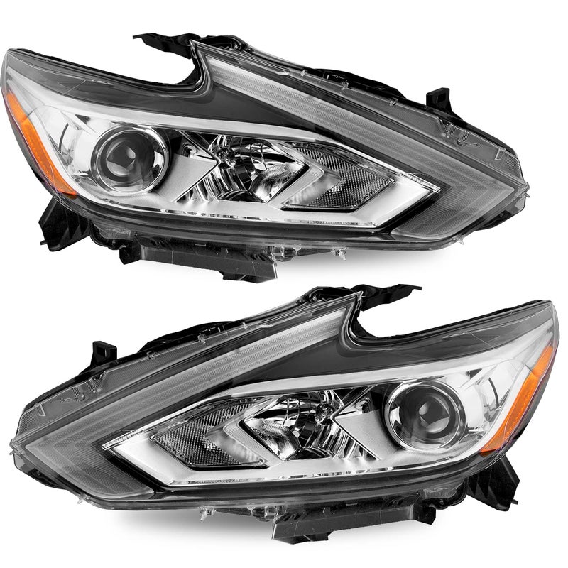 SOCKIR Headlight Assembly Compatible with 20162018 Nissan Altima without LED DRL Halogen Headlamp Passenger and Driver Side