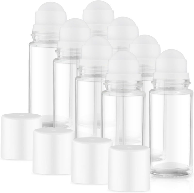 8 Pieces 50ml/1.7oz Clear Glass Essential Oil Roller Bottles,Empty Deodorant Roll On Bottles,Leak-Proof Cosmetic Container with Roller Balls for Perfume,Aromatherapy,Moisturizer