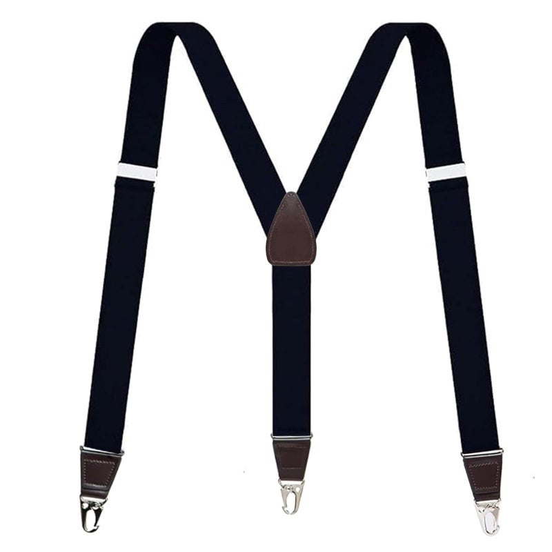 Vauhse Suspenders for Men, Updated Clips and Adjustable Suspenders with Elastic Straps Y-Back Construction Heavy Duty for Work Black - Image 1