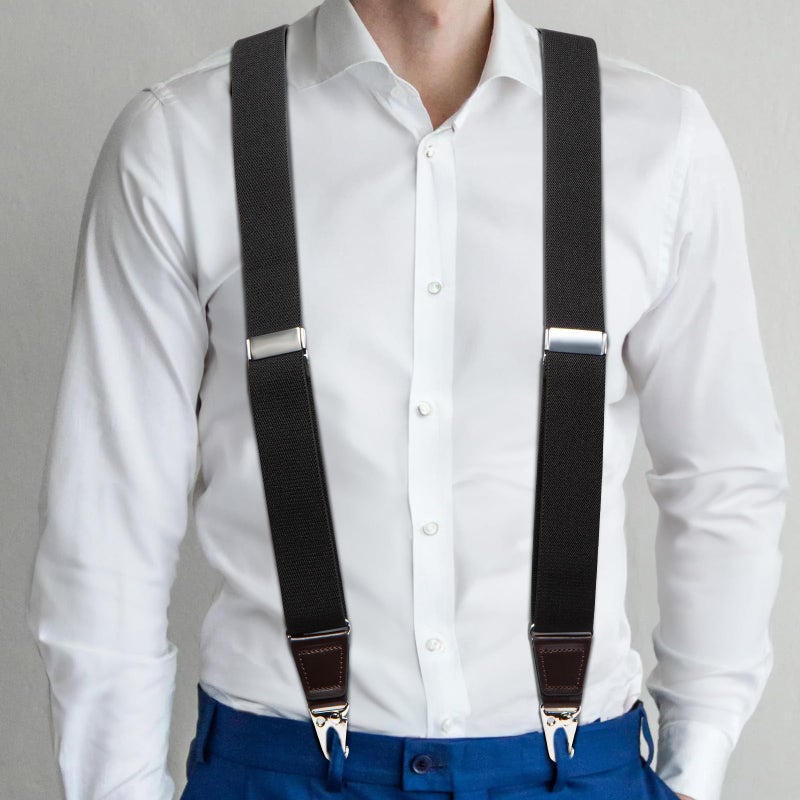 Vauhse Suspenders for Men, Updated Clips and Adjustable Suspenders with Elastic Straps Y-Back Construction Heavy Duty for Work Black - Image 5