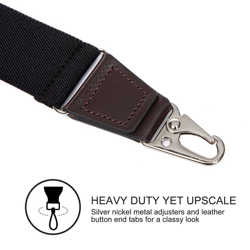 Vauhse Suspenders for Men, Updated Clips and Adjustable Suspenders with Elastic Straps Y-Back Construction Heavy Duty for Work Black - Image 4