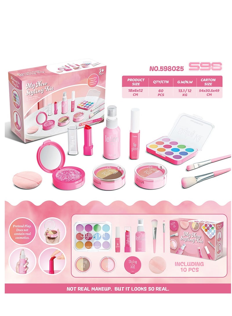 Angmei Kids Makeup Kit for Girls Pink Makeup Set, Real Washable Make up Kit for Little Girl Princess Toddler Makeup for Kid Birthday Gifts Toys for Girls - Image 1