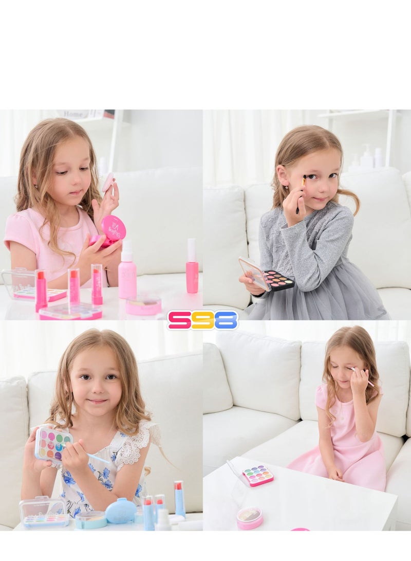 Angmei Kids Makeup Kit for Girls Pink Makeup Set, Real Washable Make up Kit for Little Girl Princess Toddler Makeup for Kid Birthday Gifts Toys for Girls - Image 2