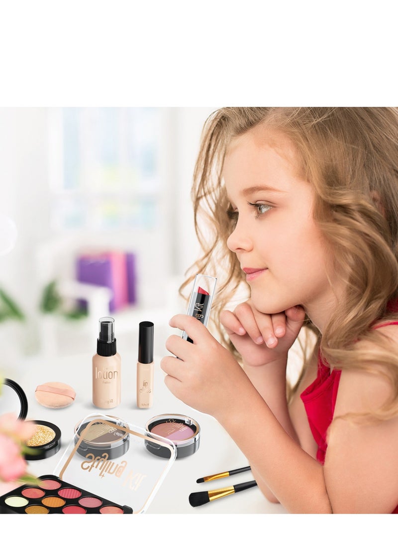 Angmei Kids Makeup Kit for Girls Pink Makeup Set, Real Washable Make up Kit for Little Girl Princess Toddler Makeup for Kid Birthday Gifts Toys for Girls - Image 4