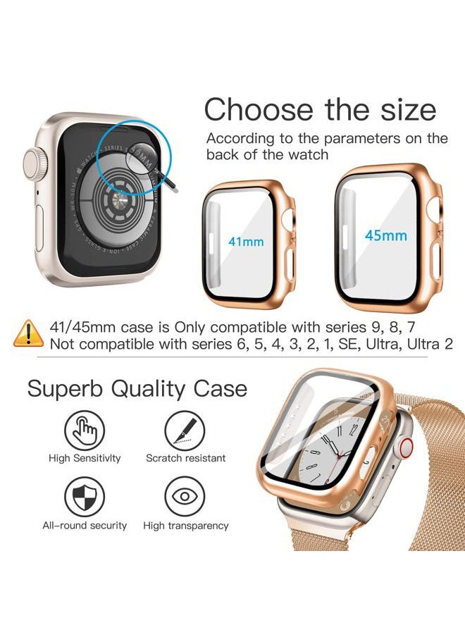 Mazuboho - Mesh Loop Magnetic Band Compatible with Apple Watch Band 41mm with Screen Protector Case, Stainless Steel Mesh Milanese, Adjustable and Comfortable Band for iWatch Bands Series 9 8 7 (Rose Gold,41mm) - Image 1