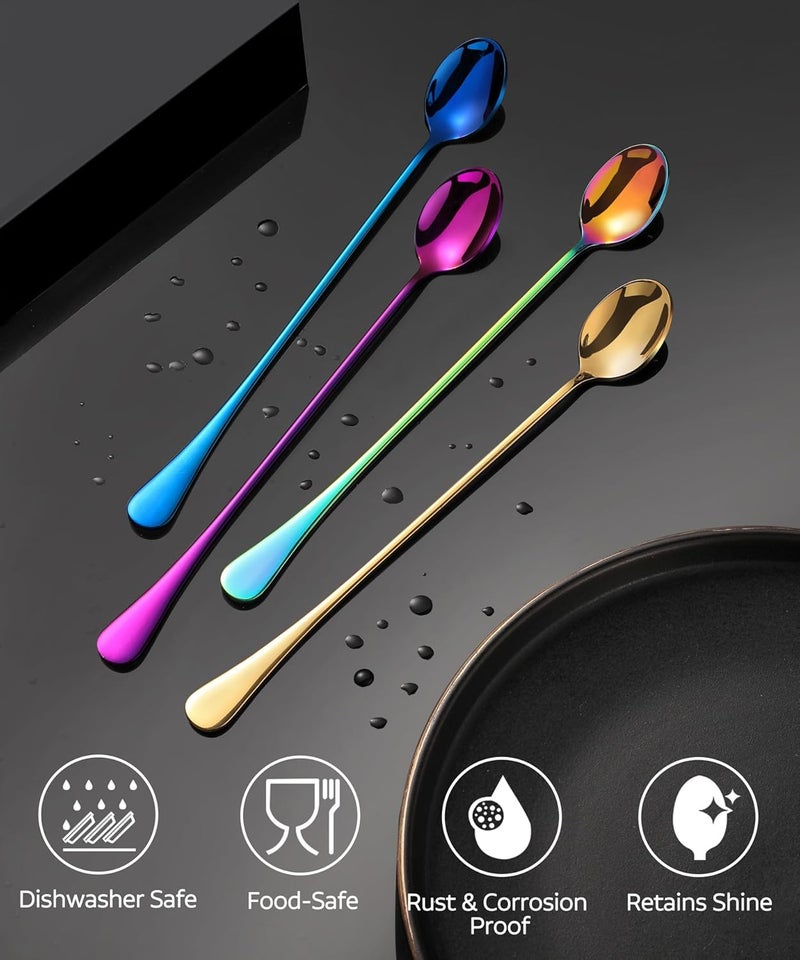 Lovingly Yours 9.5-Inch Long Spoons for Ice Tea, Ice Cream, Coffee - Stainless Steel Stirring Spoons, Set of 4 - Image 3