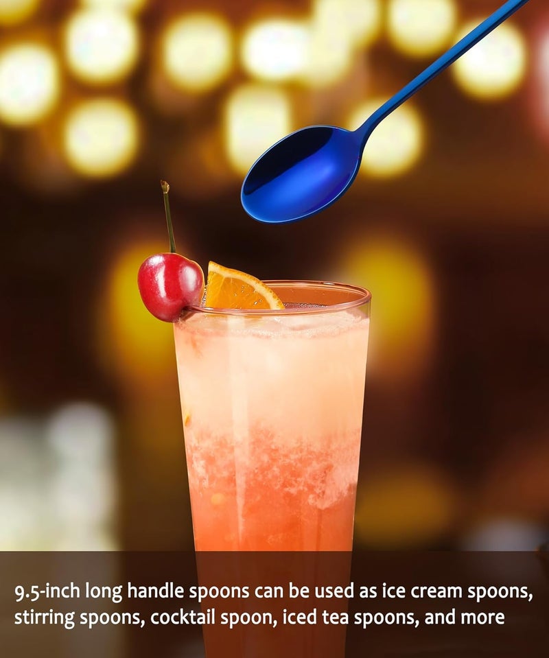 Lovingly Yours 9.5-Inch Long Spoons for Ice Tea, Ice Cream, Coffee - Stainless Steel Stirring Spoons, Set of 4 - Image 5