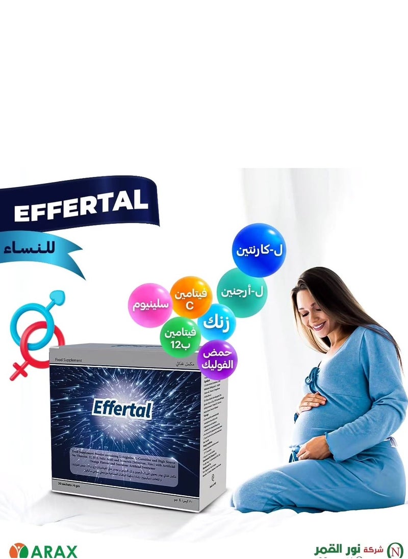 Noor AlQmar Effertal – Fertility Support Supplement Powder with L-Arginine, L-Carnitine, Vitamins C, B12, Folic Acid & Minerals (Zinc, Selenium) – 30 Sachets  - Image 2
