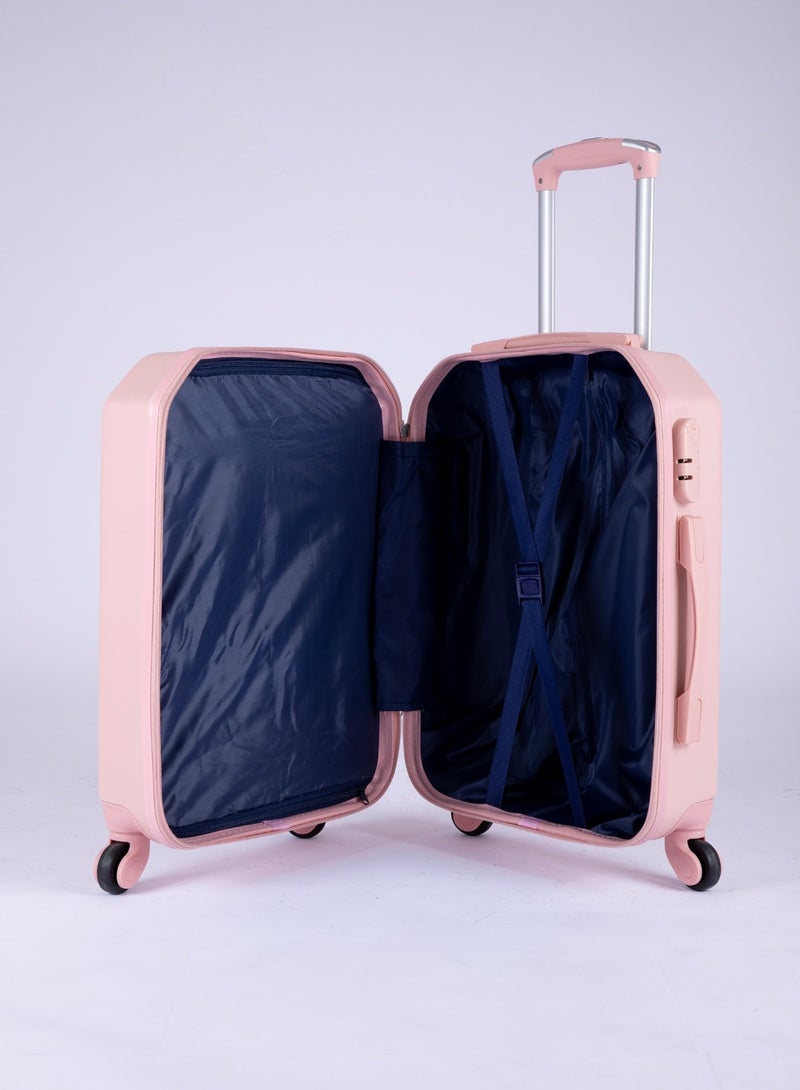 ليمرا طقم شنط سفر مكون من 5 حقائب أمتعة بـ 4 عجلات بتصميم صلب و حديث وردي - Image 4