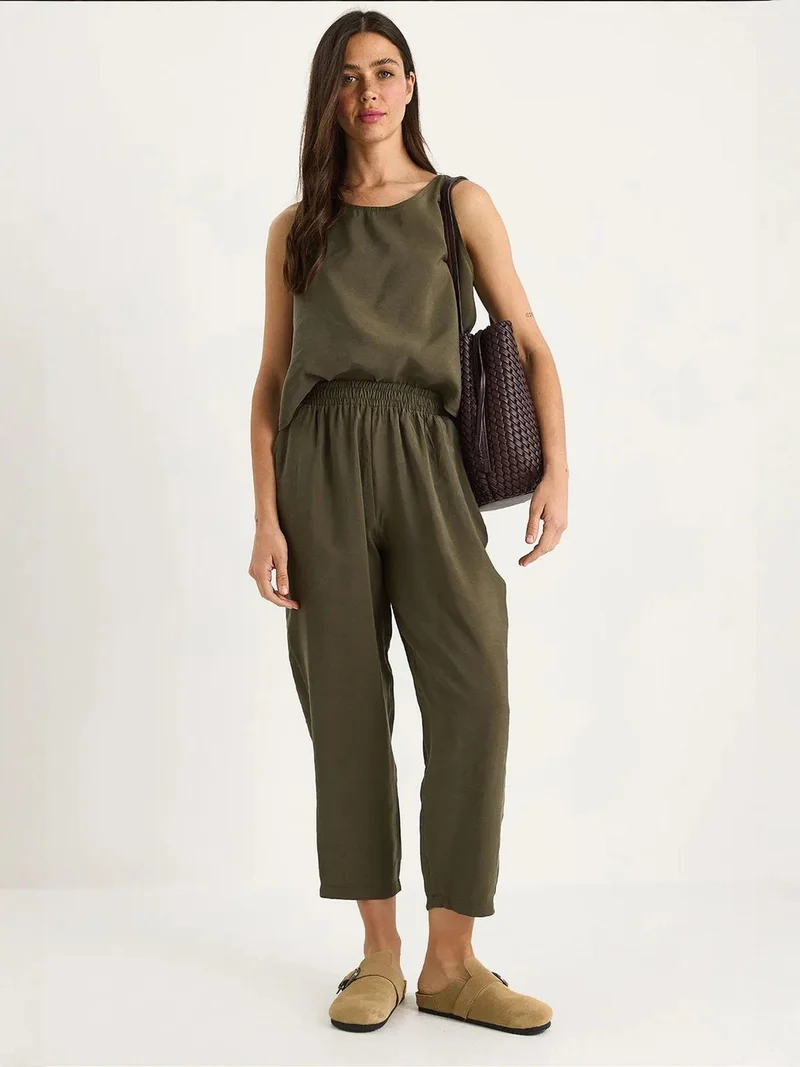 Bianco Lucci LUCCI Sleeveless Crew Neck Tunic and Wide Leg Pants Set