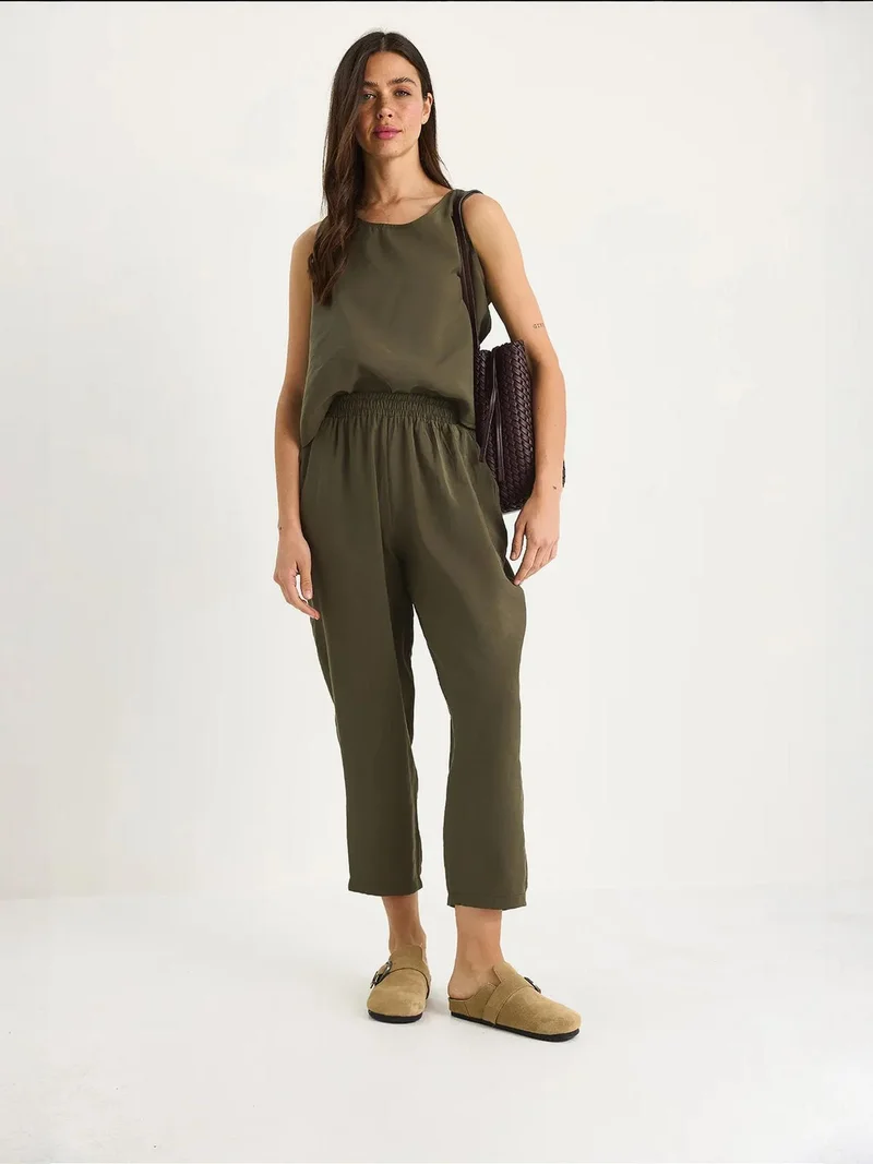 Bianco Lucci LUCCI Sleeveless Crew Neck Tunic and Wide Leg Pants Set