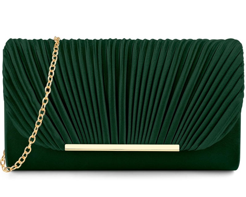 TINDTOP Clutch Purses for Women Evening Handbags for Formal Wedding Party Cocktail Prom Crossbody Shoulder Envelope Bag (A-Green) - Image 1