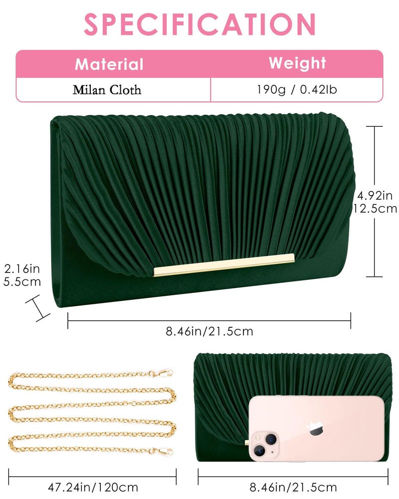 TINDTOP Clutch Purses for Women Evening Handbags for Formal Wedding Party Cocktail Prom Crossbody Shoulder Envelope Bag (A-Green) - Image 4