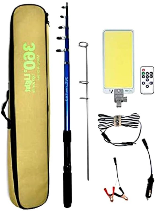 GO2CAMPS Camping Light Led 800W Telescopic Fishing Rod With Remote Control | 360 Degree Camping Lantern Led Flashlights For Fishing, Garden, Events And Emergency Car Repair - Image 1