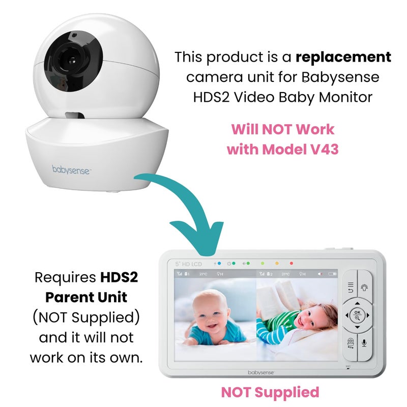 Babysense Replacement Add-On Camera for Video Baby Monitor HDS2 Only, Will Work Only with HDS2 Monitors, Requires HDS2 Parent Unit to Operate - Image 2