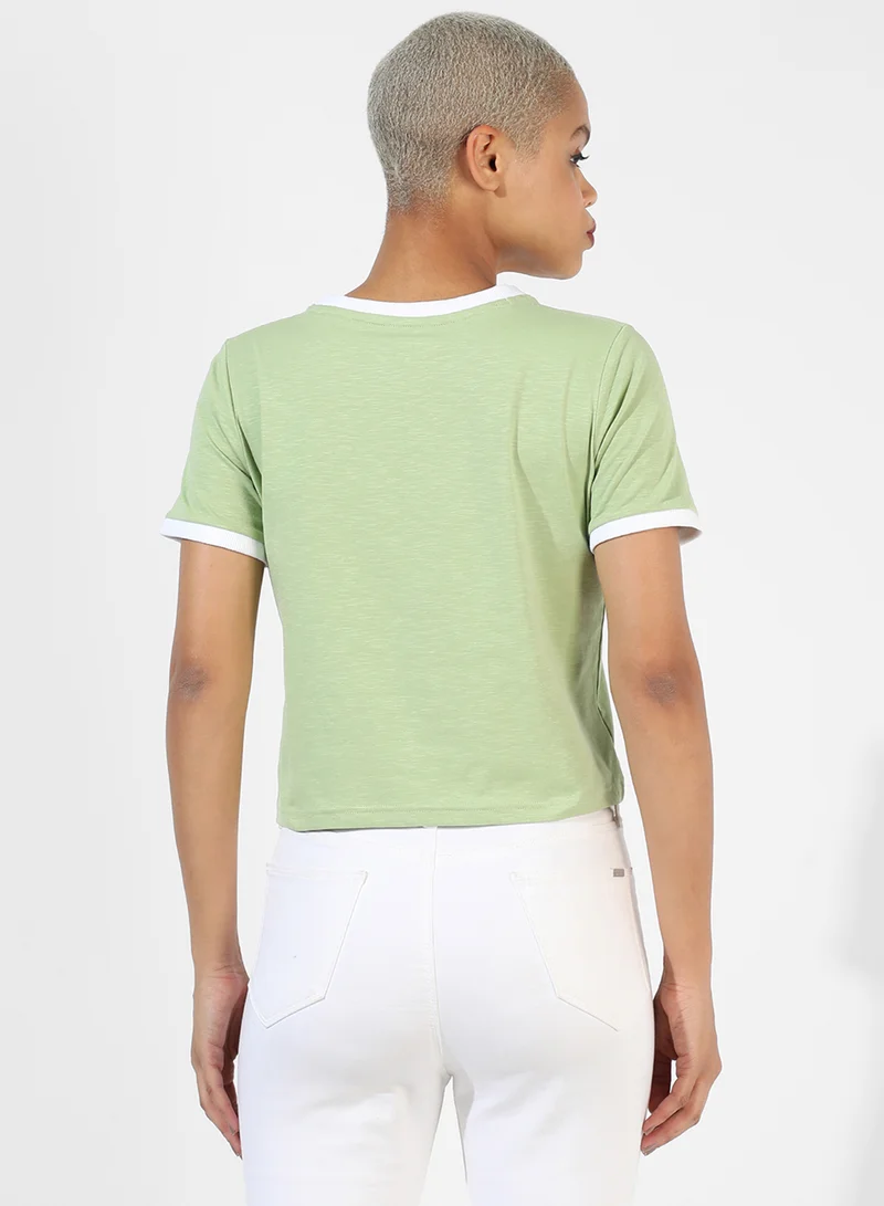 كامبوس سوترا Women's Green Printed Regular Fit Top