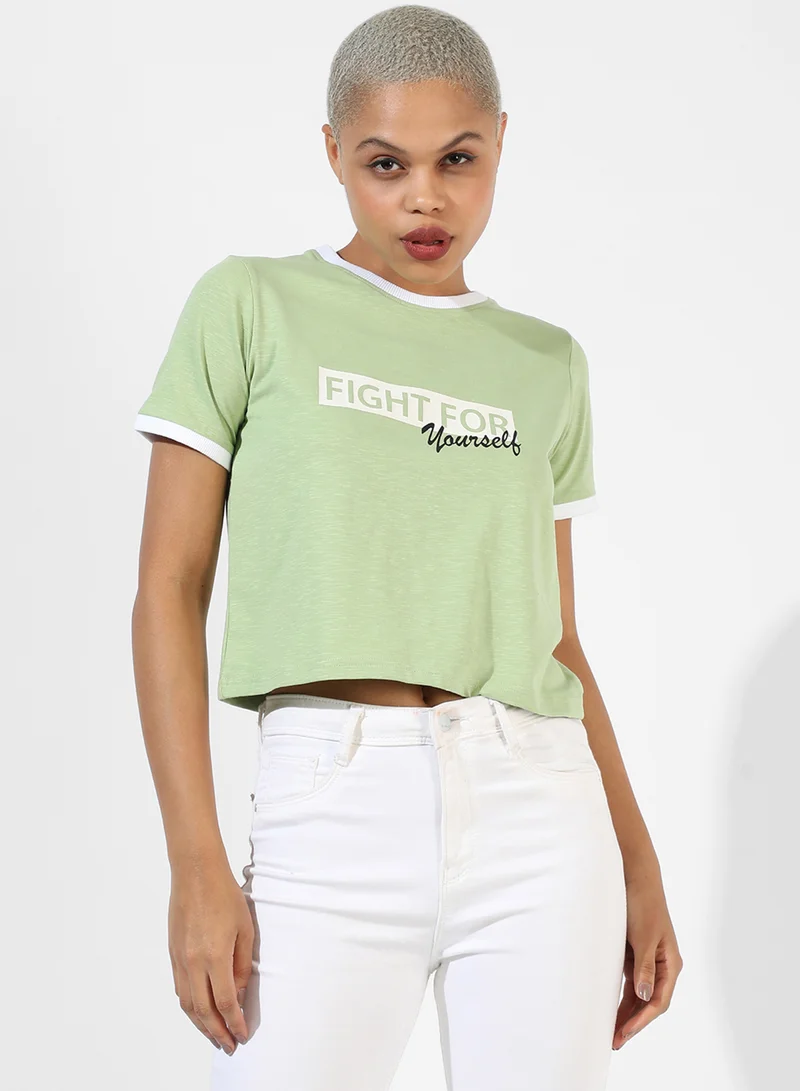 كامبوس سوترا Women's Green Printed Regular Fit Top