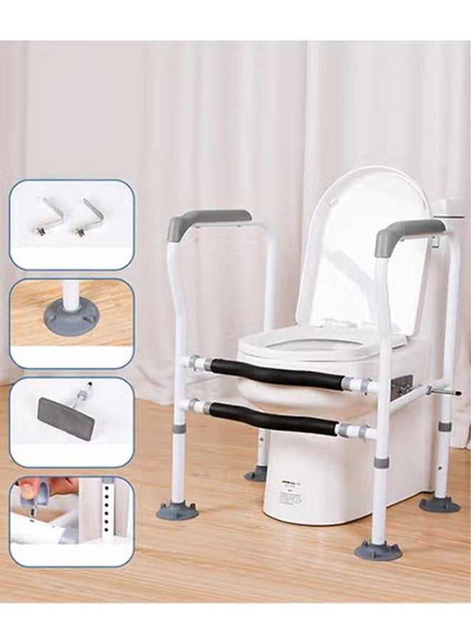 DUNISO درابزين أمان المرحاض، إطار أمان مرحاض لكبار السن، مع أربعة أكواب شفط كبيرة ومقابض مضادة للانزلاق، عرض وارتفاع قابل للتعديل، لا حاجة للتثقيب، مناسب لأي مرحاض - Image 2