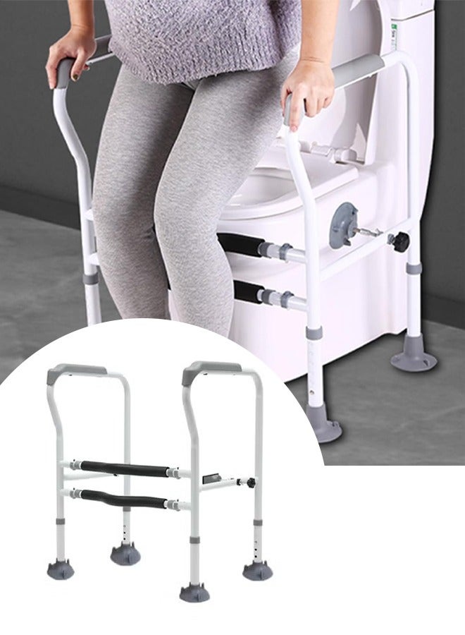 DUNISO درابزين أمان المرحاض، إطار أمان مرحاض لكبار السن، مع أربعة أكواب شفط كبيرة ومقابض مضادة للانزلاق، عرض وارتفاع قابل للتعديل، لا حاجة للتثقيب، مناسب لأي مرحاض - Image 1