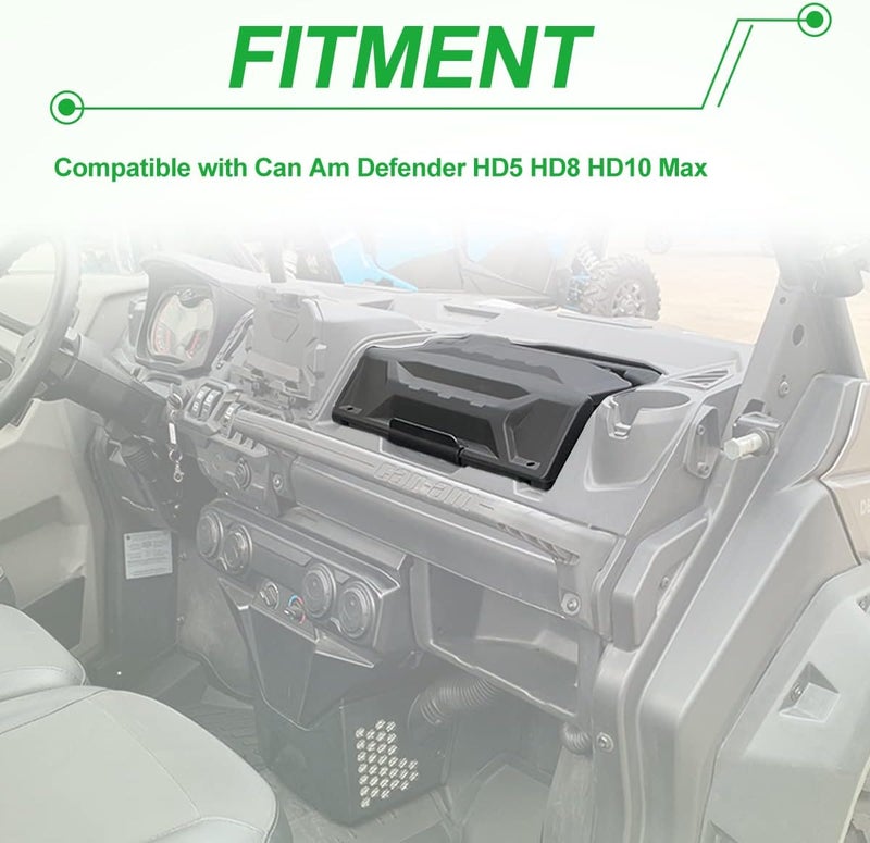 CPOWACE Dash Storage Box for Can-Am Defender HD5 HD8 HD10 MAX - Black Removable Tool Box - Image 2
