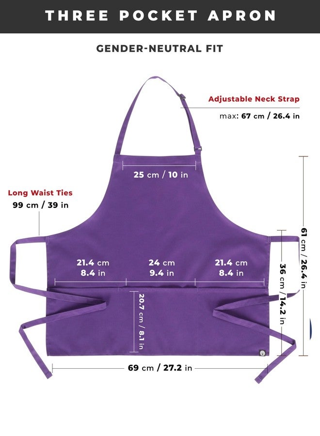 Chef Works Unisex Three Pocket Apron, Purple, One Size - Image 5