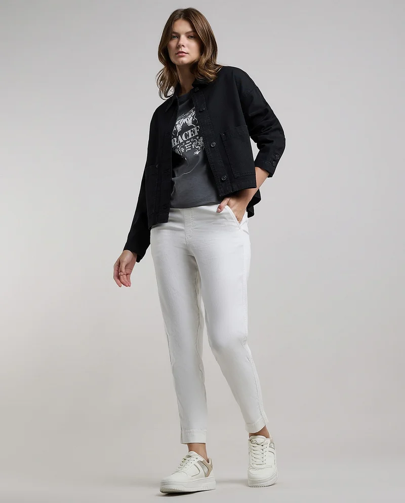 أر أند بي Solid Jeggings with Elastic Waist