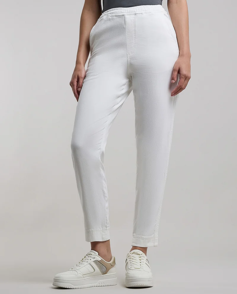 أر أند بي Solid Jeggings with Elastic Waist