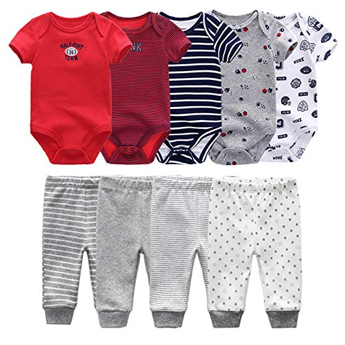 Kiddiezoom Baby Layette Set Baby Boys' 9-Piece Bodysuits Pants Set Toddler Girl Boy Unisex Baby Gift Sets - Image 1