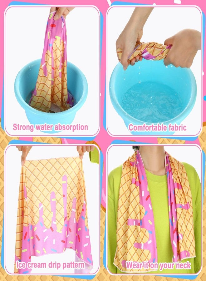 Breling 12 Pcs Ice Cream Drip Baseball Party Favor Cooling Towel Gift 40 x 12 Inch Microfiber Ice Cream Drip Cooling Towels Sweat Absorbent Baseball Team Gift for Hot Weather Workout Yoga Gym Coach - Image 2