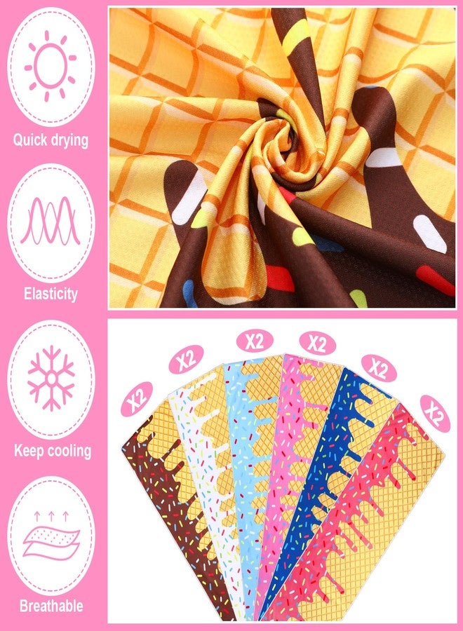 Breling 12 Pcs Ice Cream Drip Baseball Party Favor Cooling Towel Gift 40 x 12 Inch Microfiber Ice Cream Drip Cooling Towels Sweat Absorbent Baseball Team Gift for Hot Weather Workout Yoga Gym Coach - Image 3