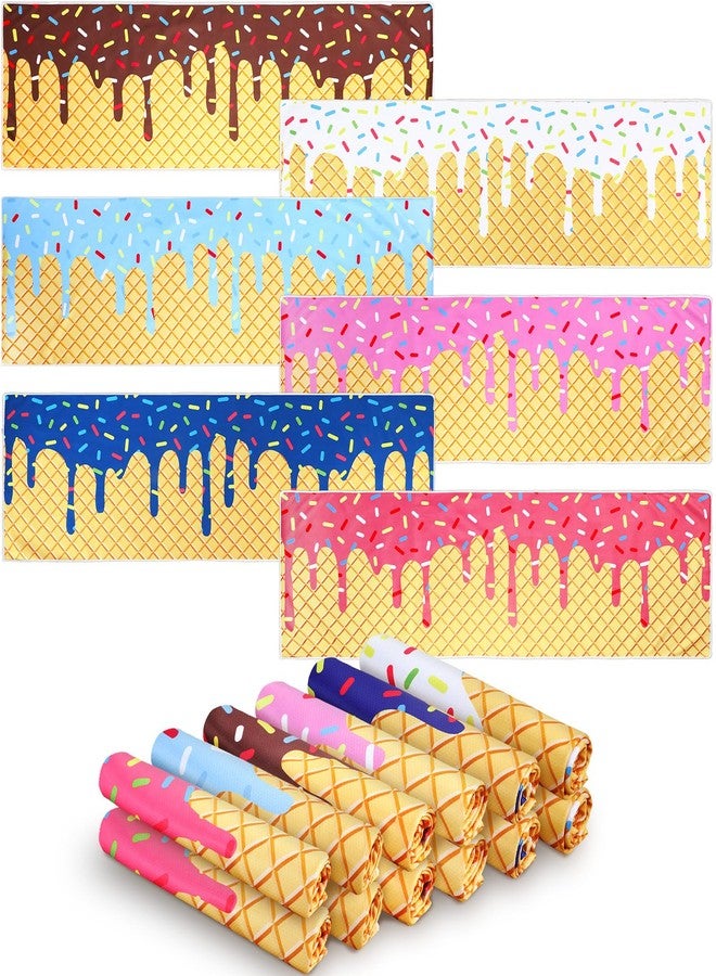 Breling 12 Pcs Ice Cream Drip Baseball Party Favor Cooling Towel Gift 40 x 12 Inch Microfiber Ice Cream Drip Cooling Towels Sweat Absorbent Baseball Team Gift for Hot Weather Workout Yoga Gym Coach - Image 1