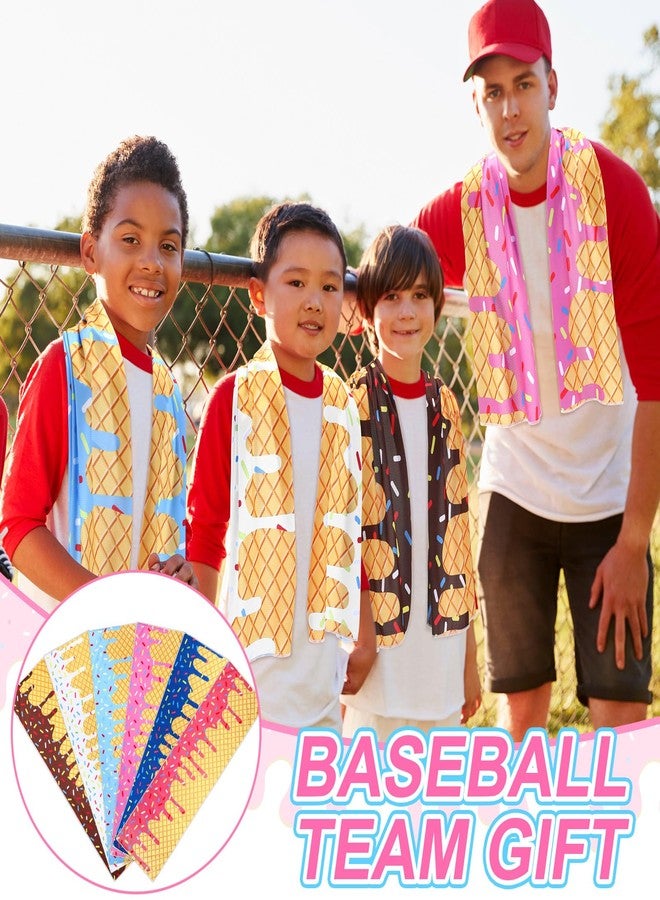 Breling 12 Pcs Ice Cream Drip Baseball Party Favor Cooling Towel Gift 40 x 12 Inch Microfiber Ice Cream Drip Cooling Towels Sweat Absorbent Baseball Team Gift for Hot Weather Workout Yoga Gym Coach - Image 5