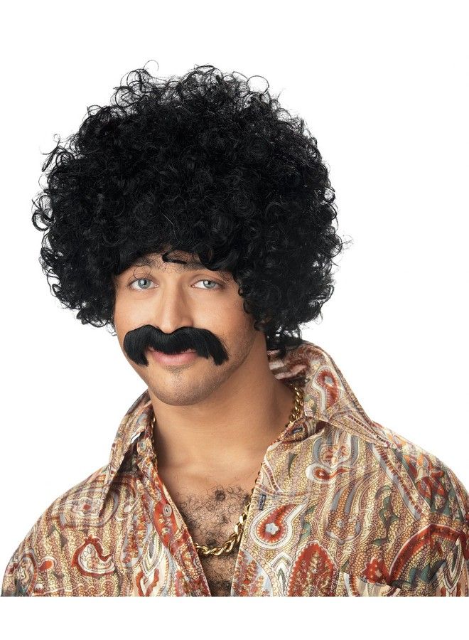 California Costumes MenS How You Doin Wig & Moustache Costume Black One Size - Image 1