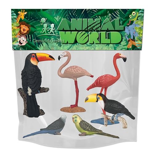 Gemini&Genius Bird Toys for Kids, Jungle Animal Bird Figures Gift Toys, 6Pcs Toucan, Parrot and Flamingo Action Figures. Great for Christmas Stocking Stuffed Toys, Garden Decorations or Cake Toppers - Image 4