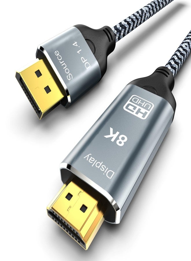 DGHUMEN DisplayPort to HDMI 2.1 Cable 10FT 8K@60Hz 4K@120Hz Uni-Directional DP (Source) to HDMI (Display) Braided Cord Supports HDCP 2.3 HDR10 Display Port for AMD,NVIDIA,and PC - Image 1