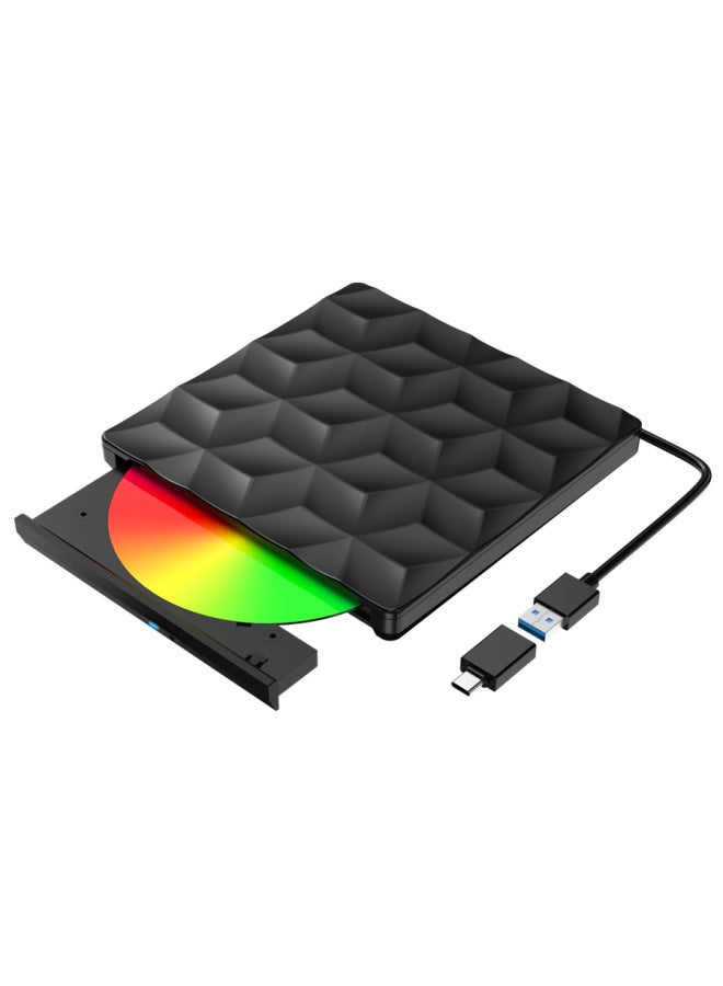 USB3.0 CD/DVD External Mobile Note Recorder External Optical Drive Type C External Drive-Color:Black