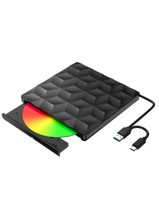 USB3.0 CD/DVD External Mobile Note Recorder External Optical Drive Type C External Drive-Color:Black