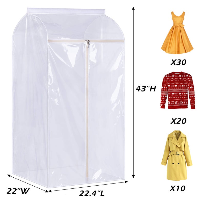 KEETDY 43" Hanging Garment Bags for Closet Storage Large Clear Window Hanging Clothes Storage Garment Rack Cover Coat Protector for Suit, Wardrobe, Bottom Enclosed - Image 4