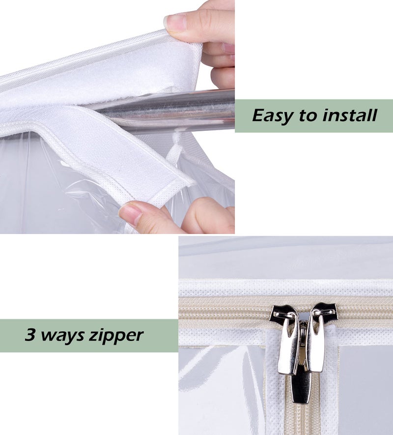 KEETDY 43" Hanging Garment Bags for Closet Storage Large Clear Window Hanging Clothes Storage Garment Rack Cover Coat Protector for Suit, Wardrobe, Bottom Enclosed - Image 5