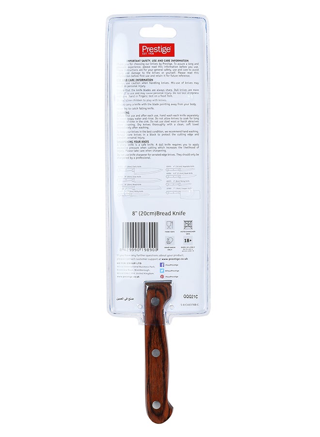 Prestige Bread Knife Silver/Brown 20cm - Image 2