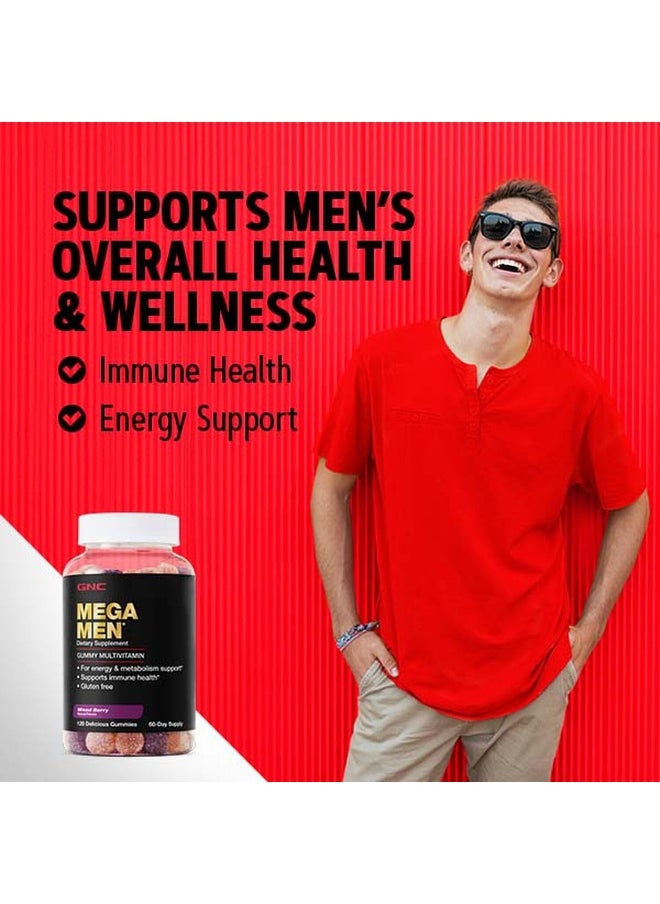 GNC - Mega Men Gummy Multivitamin Supports Energy, Metabolism Berry 120 Gummies - Image 1