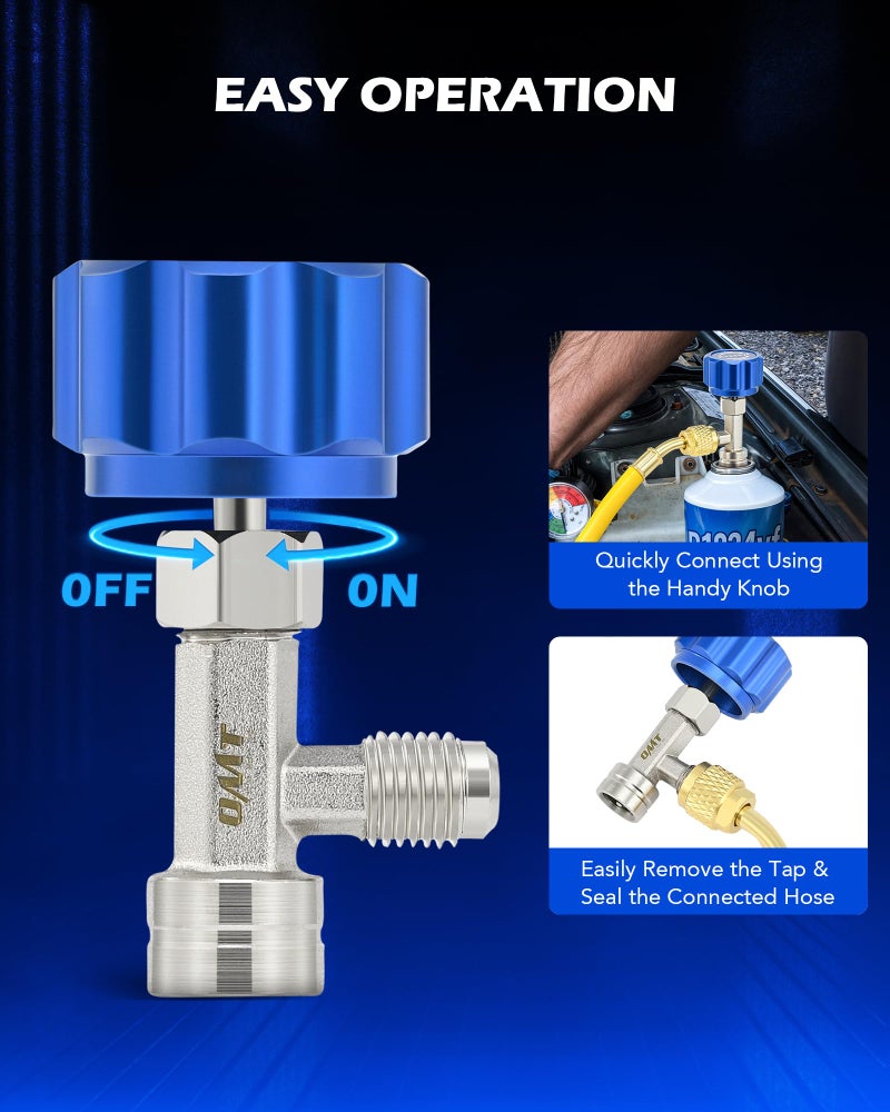 Orion Motor Tech R1234yf Self Sealing Can Tap, for Self Sealing R1234yf Refrigerant Recharge, Self Sealing R1234yf Refrigerant Dispenser with 1/4" to LH Threading 1/2" Adapters for Refilling AC System - Image 5