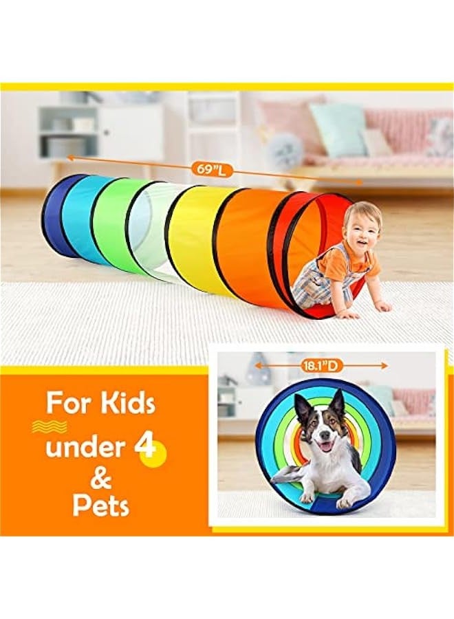 DURKU Colorful Pop Up Play Tunnel Tent for Toddlers, Interactive Crawl Toy for Babies or Pets with Mesh, Folding Gift for Boys and Girls, Indoor & Outdoor Game Fun - Image 2