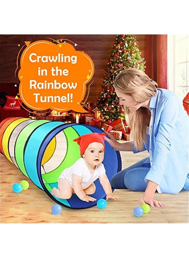DURKU Colorful Pop Up Play Tunnel Tent for Toddlers, Interactive Crawl Toy for Babies or Pets with Mesh, Folding Gift for Boys and Girls, Indoor & Outdoor Game Fun - Image 4