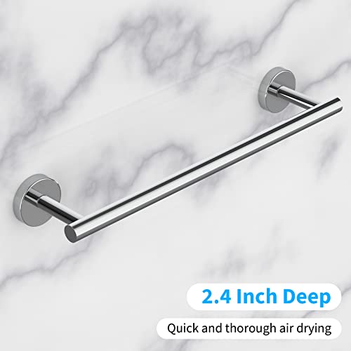 Cilee 2 Pieces Polished Chrome Bathroom Towel Bar, 16 Inch Double Towel Racks,Bathroom Towel Holder Hand Towel Bar for Bathroom Stainless Steel Wall Mount - Image 2