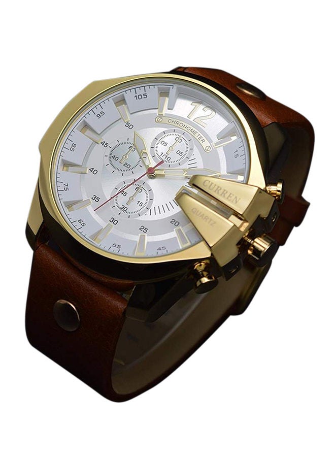 NIBEMINENT Men's Renewed - Leather Analog Wrist Watch WT-CU-8176-GO - Image 4