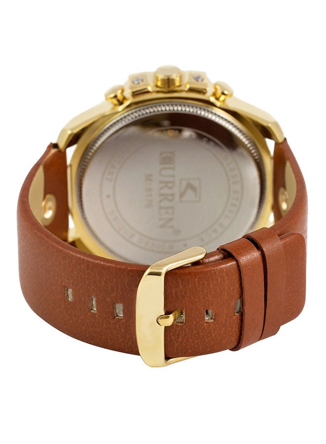 NIBEMINENT Men's Renewed - Leather Analog Wrist Watch WT-CU-8176-GO - Image 3