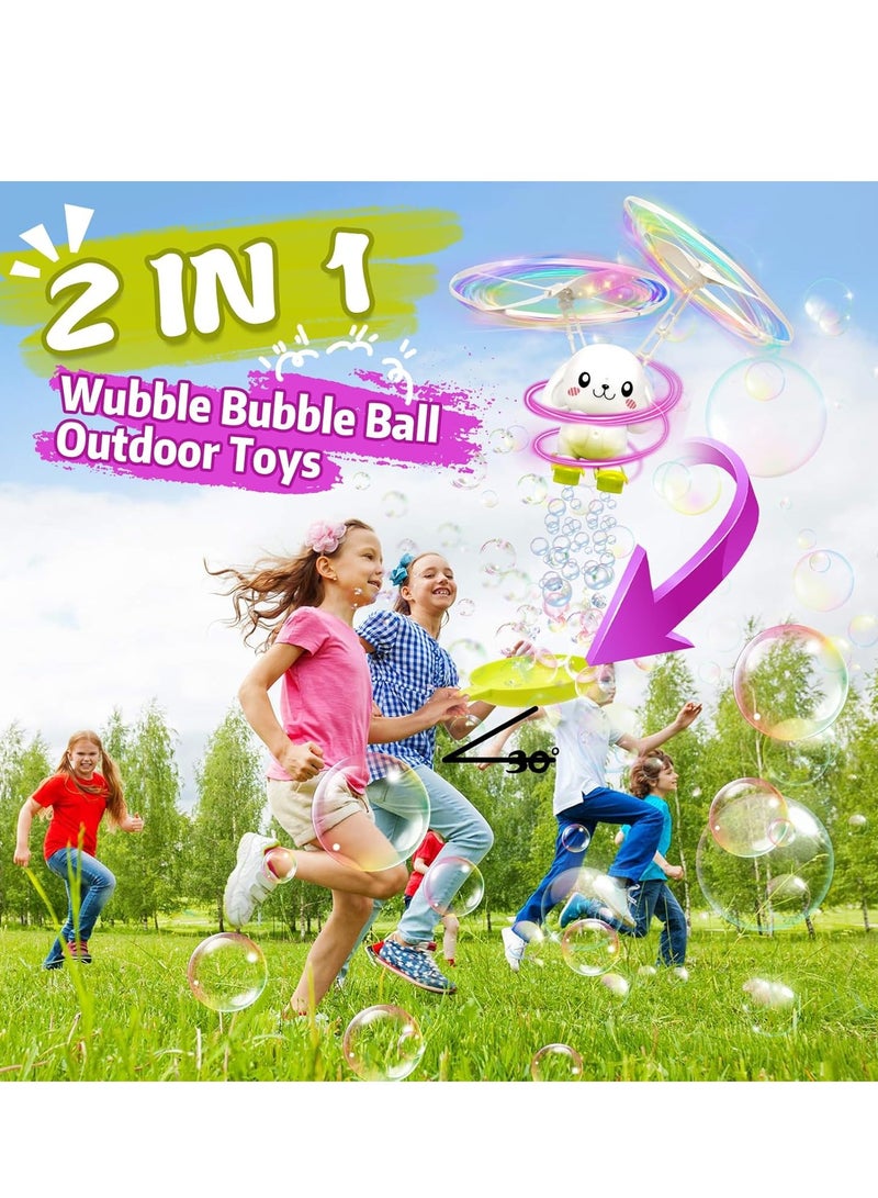 KASTWAVE Bubble Machine for Kids, Automatic Bubble Machine, Automatic Bubble Blower with LED Lights, Flying Ball Orb Bubbles Toys, with Bubble Solution, Bubble Maker Bubble Blower Gift, White - Image 2