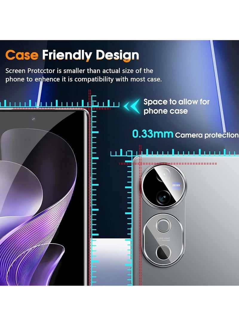 General Screen Protector Compatible with VIVO V40 Pro, [2 Pack] Tempered Glass + [2 Pack] Camera Lens Protector, 9H Hardness HD Anti-Scratch Protective Film  - Image 3