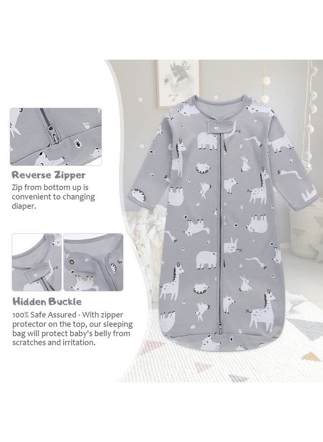 Miracle Baby Long Sleeve Sleep Sack, 100% Cotton Baby Sleeping Bag 0-18 Months Baby Wearable Blanket Super Soft Temp Regulating Premium Infant Toddler Kids Sleeping Sack (6-12 Months Gray Giraffe)  - Image 3